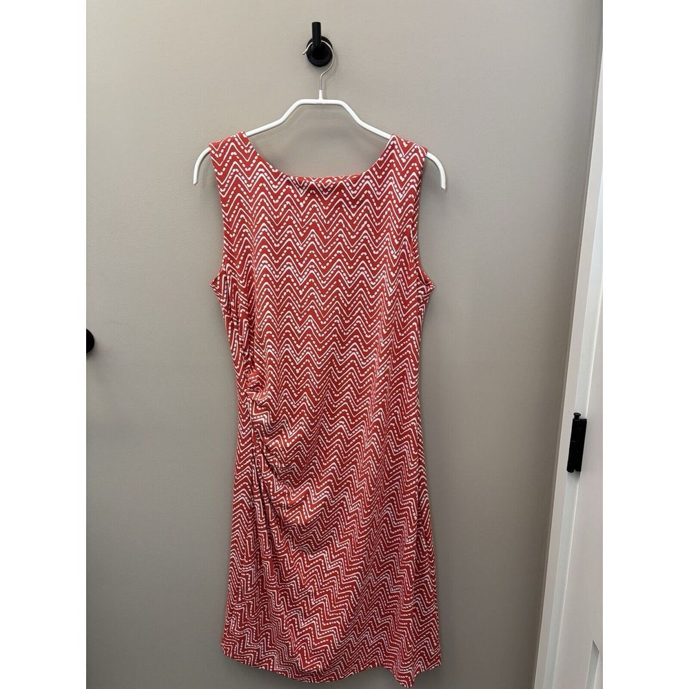 J. McLaughlin Women M Chevron Boho Stretch Dress Pink Catalina Cinch Waist